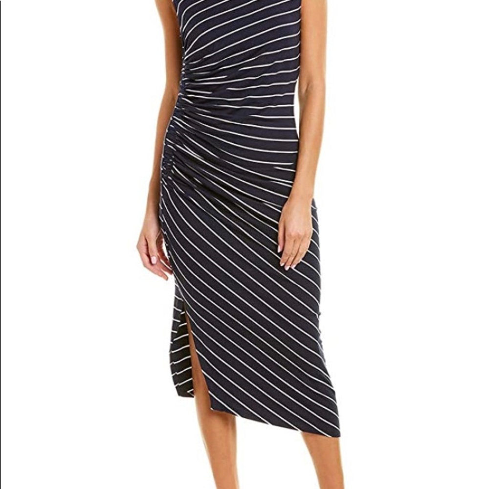 NWT Vince Camuto navy striped wrap dress size medium